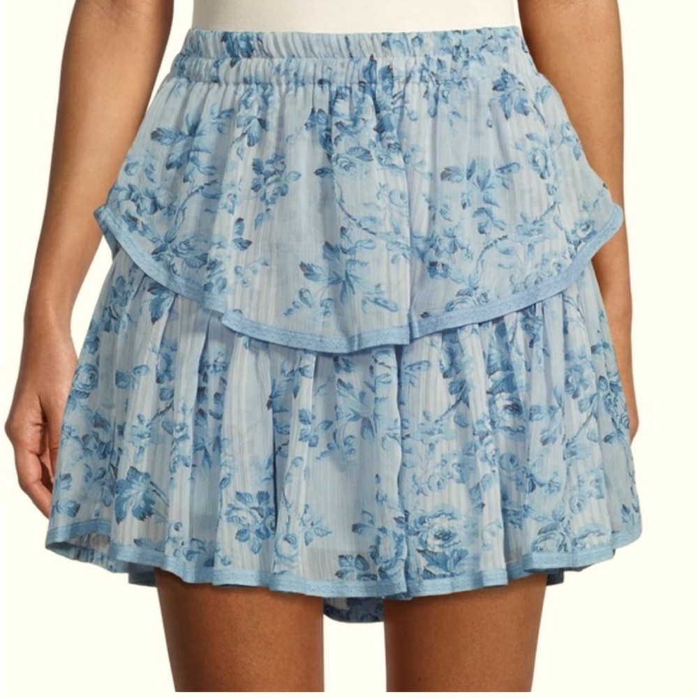 Allison New York layered ruffle floral tiered mini skirt size S